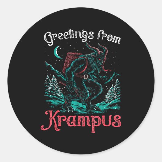 Christmas Greetings From Ss Vom Krampus Festive Ho Runder Aufkleber (Vorderseite)