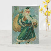 Christmas Greetings-Retro Santa Claus Postcard Karte (Gelbe Blume)