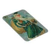 Christmas Greetings-Retro Santa Claus Postcard Magnet (Rechte Seite)