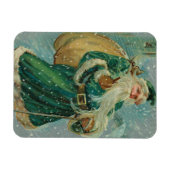Christmas Greetings-Retro Santa Claus Postcard Magnet (Horizontal)