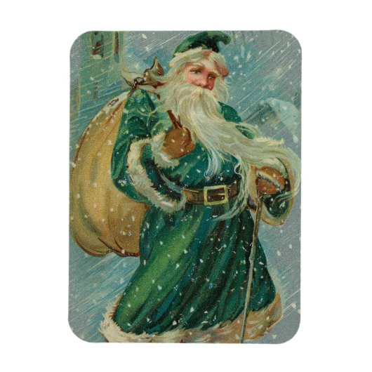 Christmas Greetings-Retro Santa Claus Postcard Magnet (Vertikal)