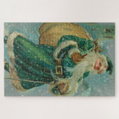 Christmas Greetings-Retro Santa Claus Postcard Puzzle (Horizontal)