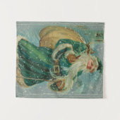 Christmas Greetings-Retro Santa Claus Postcard Wandteppich (Vorderseite (Horizontal))