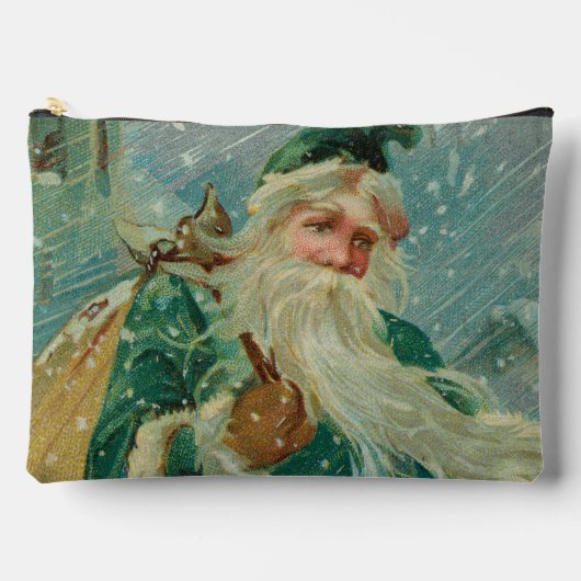 Christmas Greetings-Retro Santa Claus Postcard Zubehörtasche (Vorderseite)