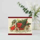 "Christmas Greetings" Vintager LKW Weihnachtsbaum Postkarte (Stehend Vorderseite)