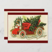 "Christmas Greetings" Vintager LKW Weihnachtsbaum Postkarte (Vorne/Hinten)