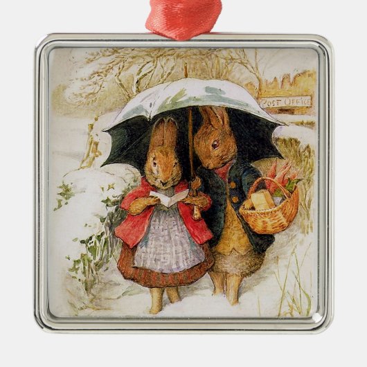 "Christmas Greetings" von Beatrix Potter Ornament Aus Metall (Vorne)