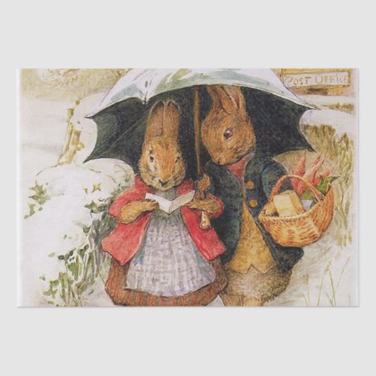 "Christmas Greetings" von Beatrix Potter Seidenpapier (Vorderseite)
