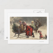 Christmas GreetingSanta and Sleigh Feiertagspostkarte (Vorne/Hinten)