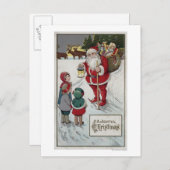 Christmas GreetingSanta Talking to Kids Feiertagspostkarte (Vorne/Hinten)