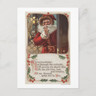 Christmas GreetingSanta with Hand on Beard Feiertagspostkarte