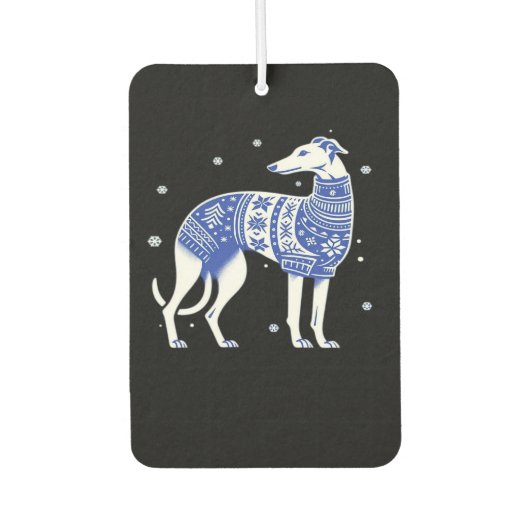 Christmas Greyhound Dog Wearing an Ugly Sweater Bl Autolufterfrischer (Vorderseite)