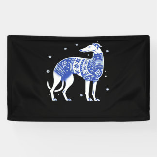 Christmas Greyhound Dog Wearing an Ugly Sweater Bl Banner