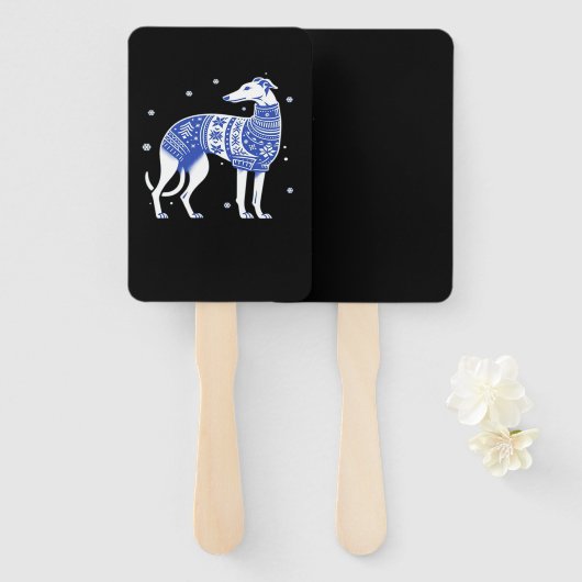 Christmas Greyhound Dog Wearing an Ugly Sweater Bl Fächer (Vorne und Hinten)