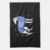 Christmas Greyhound Dog Wearing an Ugly Sweater Bl Geschirrtuch (Vertikal)