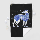 Christmas Greyhound Dog Wearing an Ugly Sweater Bl Golfhandtuch (Insitu)