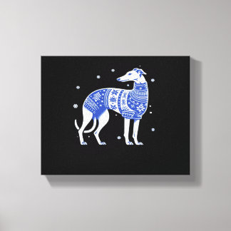 Christmas Greyhound Dog Wearing an Ugly Sweater Bl Leinwanddruck