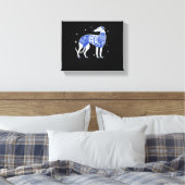 Christmas Greyhound Dog Wearing an Ugly Sweater Bl Leinwanddruck (Insitu (Schlafzimmer))