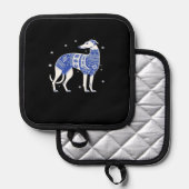 Christmas Greyhound Dog Wearing an Ugly Sweater Bl Topflappen (Vorderseite/Rückseite)