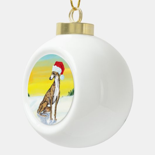 christmas greyhound keramik Kugel-Ornament (Rechts)