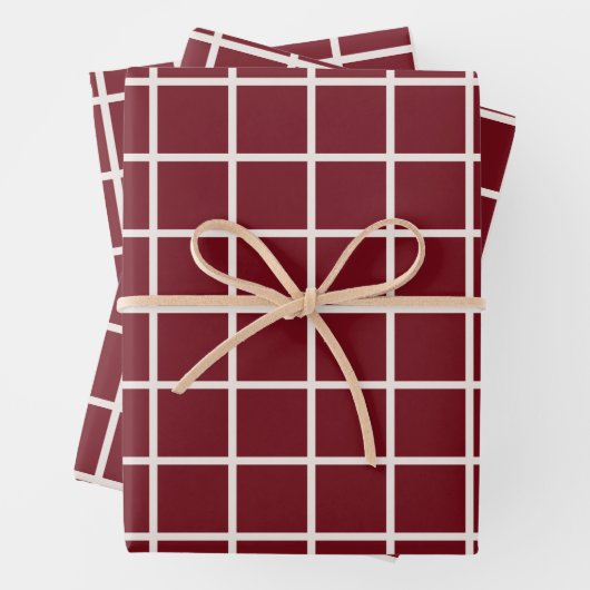 Christmas Grid Pattern Red Kariert Geschenkpapier Set (Beispiel)