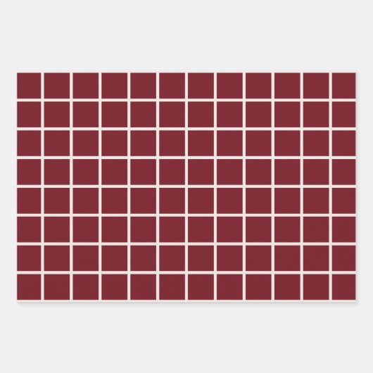 Christmas Grid Pattern Red Kariert Geschenkpapier Set (Vorderseite)