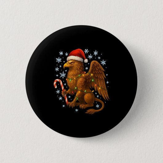 Christmas Griffin Magic Mythical Holiday Srit Long Button (Vorderseite)