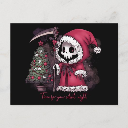 Christmas Grim Sensenmann Feiertagspostkarte (Vorderseite)
