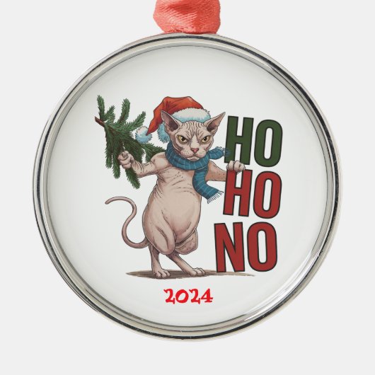 Christmas Grumpy Cat Ho Ho No Ornament Aus Metall (Vorne)