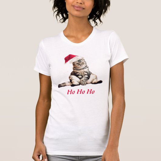 Christmas Grumpy Kitty Cat Ho Ho Ho benutzerdefini T-Shirt (Vorderseite)