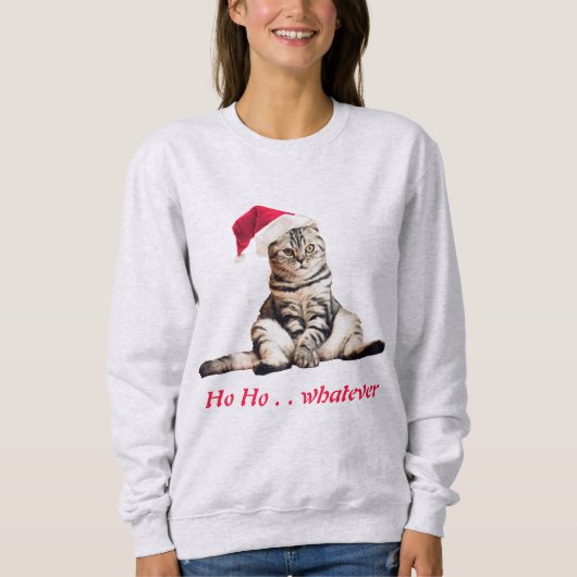 Christmas Grumpy Kitty Cat Ho Ho Was auch immer lu Sweatshirt (Vorderseite)