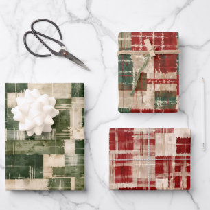 Christmas Grunge Kariert Geschenkpapier Set