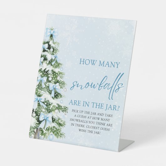 Christmas Guess How Many Snowballs Baby Shower Sockelschild (Vorderseite)