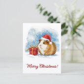 Christmas Guinea Pig Postcard Postkarte (Stehend Vorderseite)