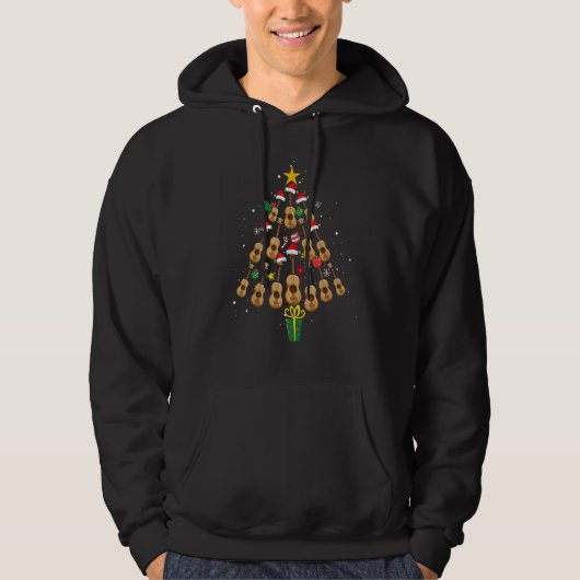 Christmas Guitar Tree Santa Hat Music Loves Xmas Hoodie (Vorderseite)