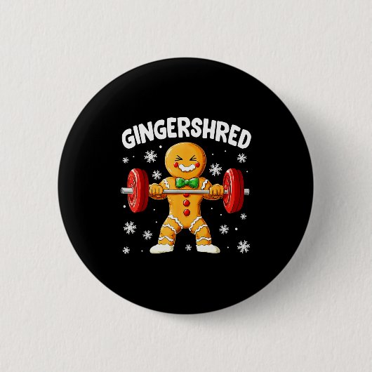 Christmas Gym Gingerbread Gingershred Xmas Workout Button (Vorderseite)