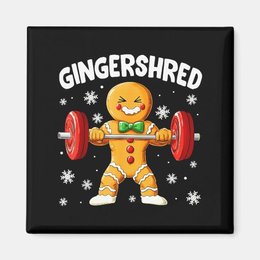 Christmas Gym Gingerbread Gingershred Xmas Workout Magnet (Vorne)