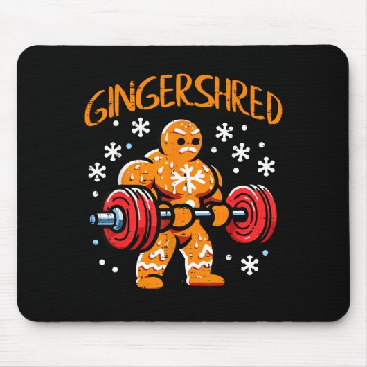 Christmas Gym Gingerbread Gingershred Xmas Workout Mousepad (Vorne)