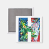 CHRISTMAS H LETTER / SANTA MIT CHRISTMAS TREM MAGNET (Vorderseite/Rückseite)