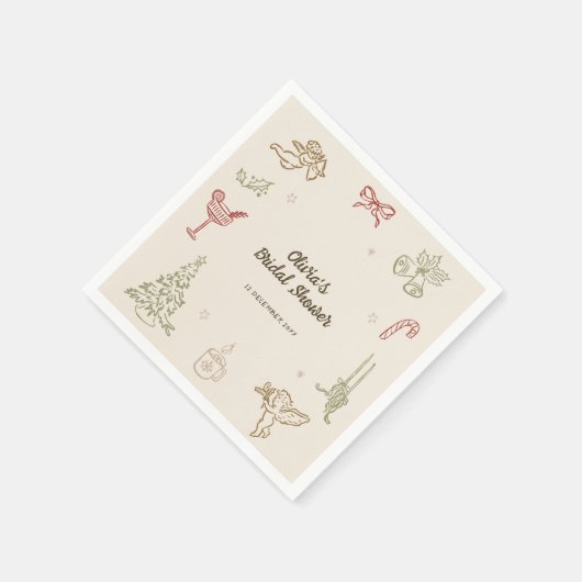 Christmas Hand Drawn Bridal Shower Serviette (Ecke)