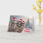 Christmas Happy Holidays Cute Basket Chihuahua Pup Karte (Gelbe Blume)