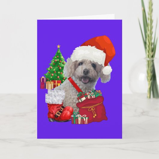 Christmas Happy Holidays Poodle Greeting Card Karte (Vorderseite)