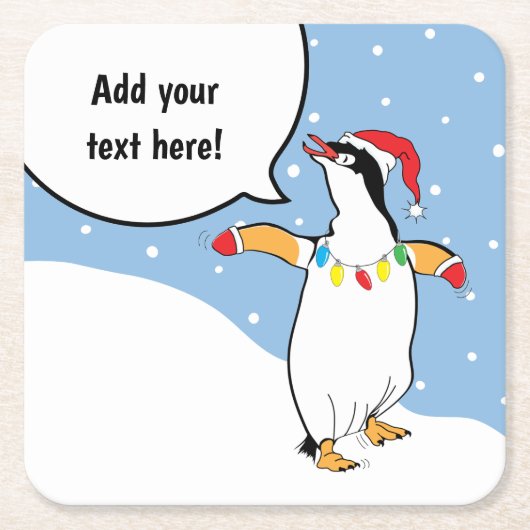Christmas Happy Penguin Says Rechteckiger Pappuntersetzer (Vorderseite)