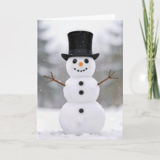 Christmas Happy Snowman Wearing a Top Hat Karte (Vorderseite)