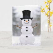 Christmas Happy Snowman Wearing a Top Hat Karte (Gelbe Blume)