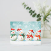 Christmas Happy Snowmans Feiertagspostkarte (Stehend Vorderseite)