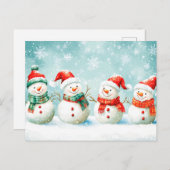 Christmas Happy Snowmans Feiertagspostkarte (Vorne/Hinten)