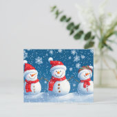 Christmas Happy Snowmans Feiertagspostkarte (Stehend Vorderseite)