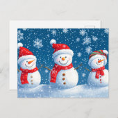 Christmas Happy Snowmans Feiertagspostkarte (Vorne/Hinten)