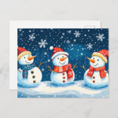 Christmas Happy Snowmans Feiertagspostkarte (Vorne/Hinten)